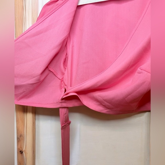 Shein Slayr Puff Sleeve Tie Front Crop Blouse Pink Size Small - Picture 4 of 6